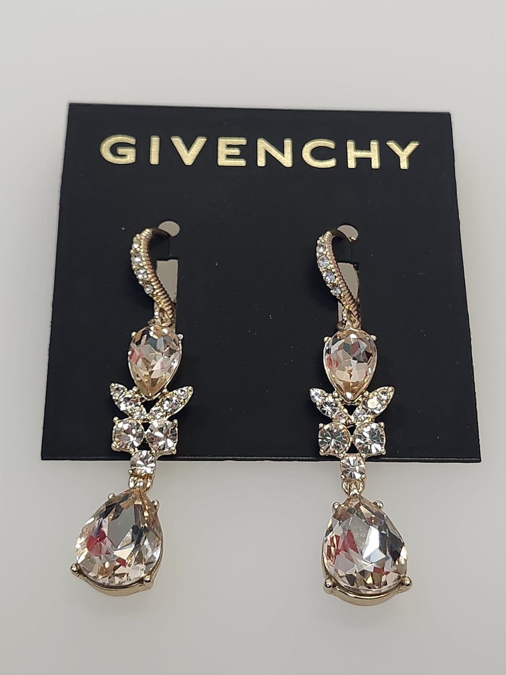 NWT Givenchy Rose-Gold Tone Crystal Double Drop Earrings